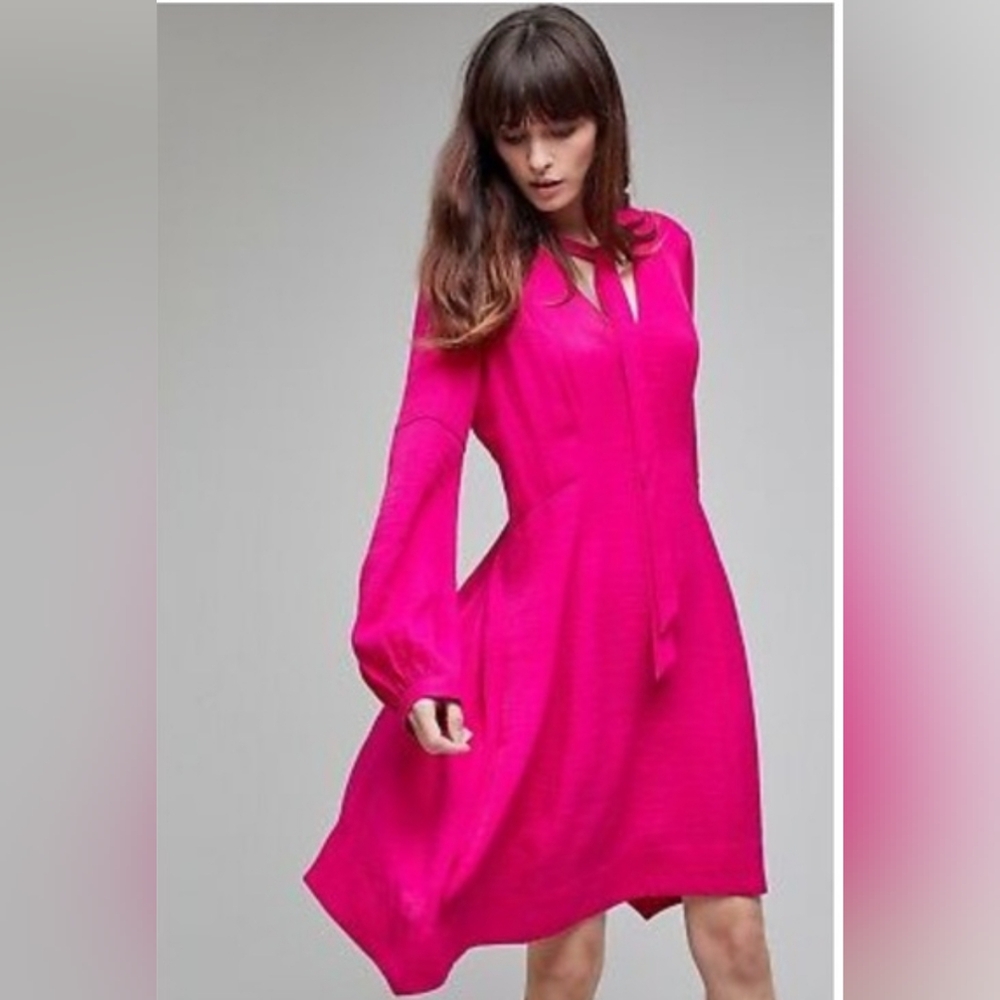 Anthropologie Fuchsia Long Sleeve Dress
